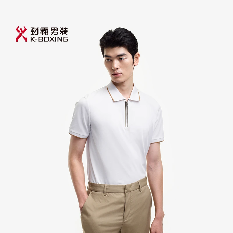 【凉感+抗菌】劲霸男装春夏翻领蚕丝商务休闲短袖Polo衫┃BTBE2370