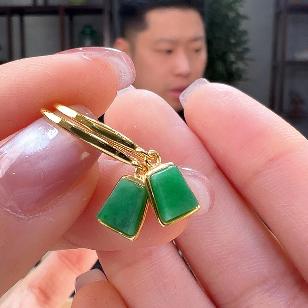 翡翠耳饰银S925镶嵌耳环11