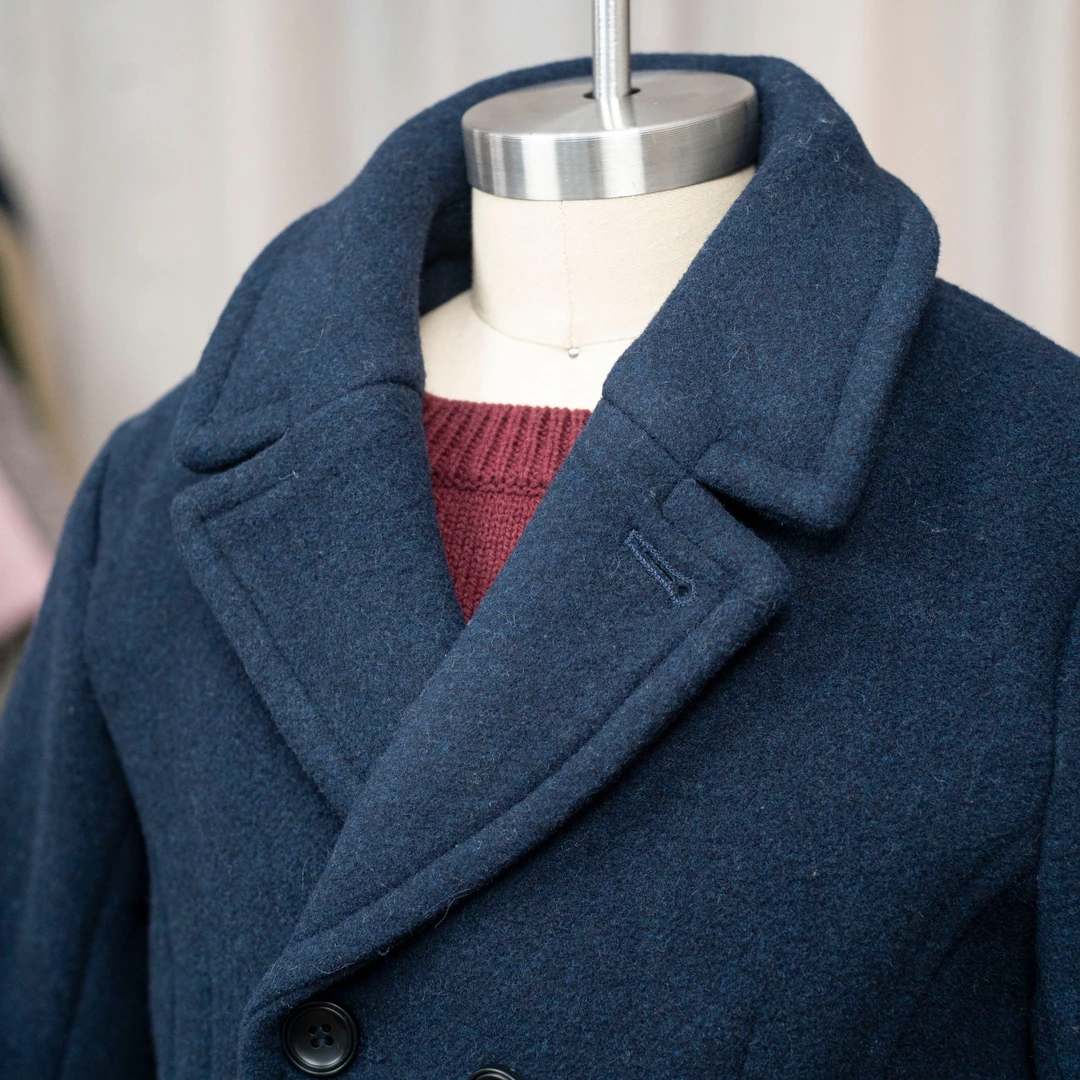 藏青儿童蓝色双面呢休闲时尚短款毛呢大衣