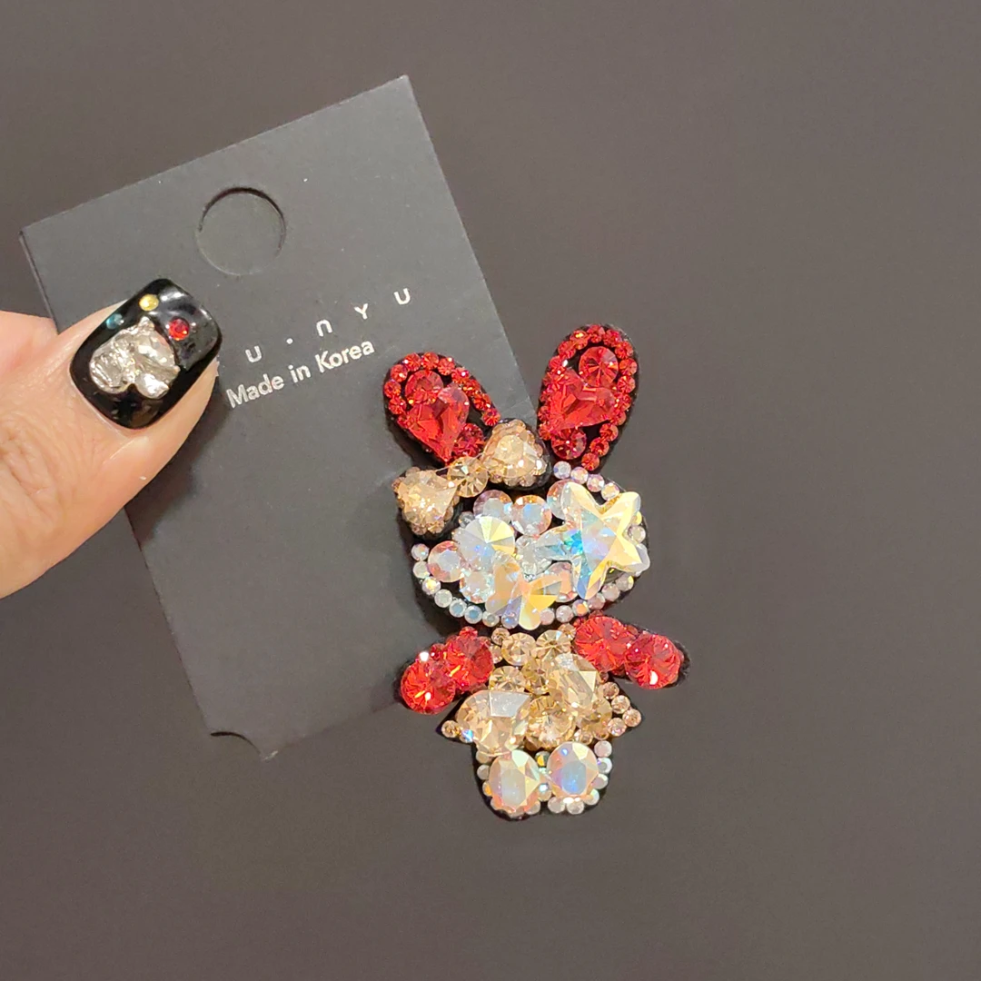 可爱小兔子刘海夹施家高钻闪闪侧边夹儿童发夹少女心轻奢风发饰