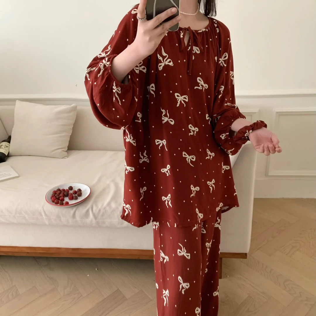 【发圈款宅家套装】可外穿长袖家居服棉绸春夏睡衣套装国风高级感