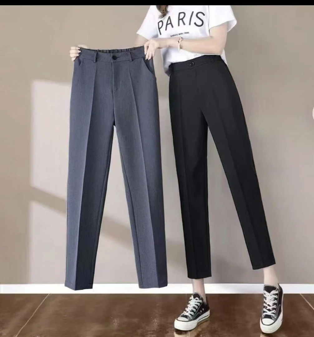 黑色西装烟管裤女夏季2025新款九分高腰垂感显瘦小个子休闲直筒裤