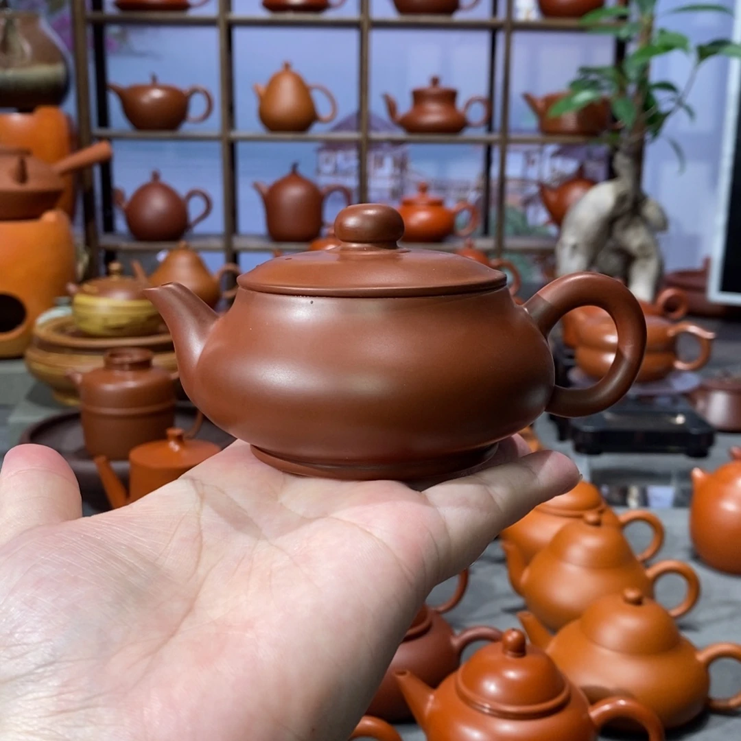 朱泥茶壶章淑煌朱泥大口明炉壶120c