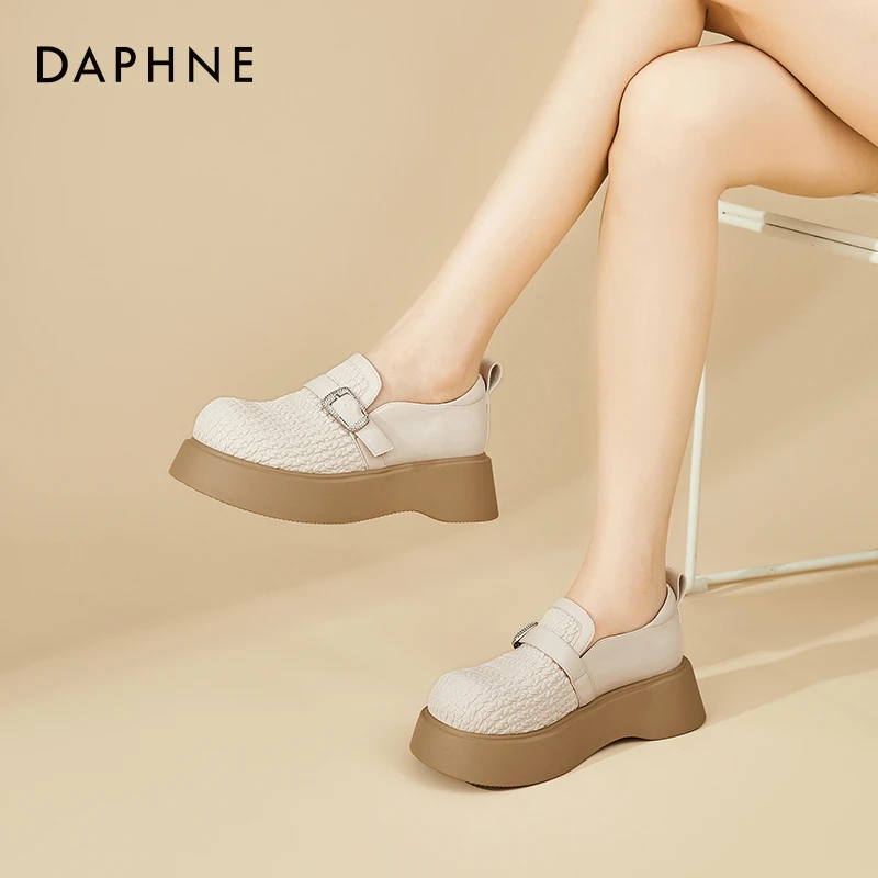 达芙妮网红爆款勃肯鞋2025夏季厚底增高英伦风小皮鞋一脚蹬乐福鞋