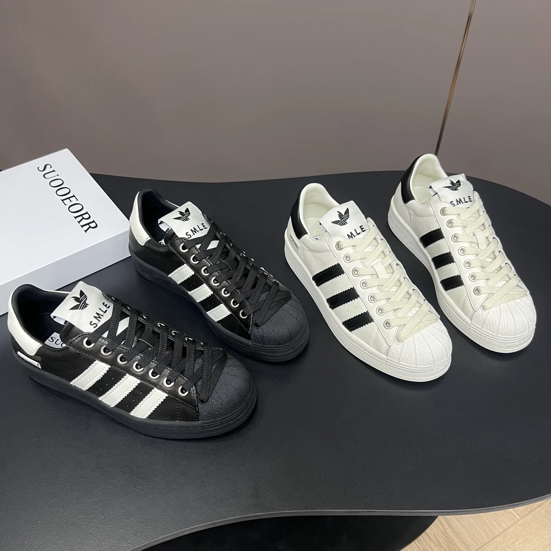 索尔真皮女鞋2025秋新品厚底系带软底时尚百搭运动鞋贝壳休闲板鞋