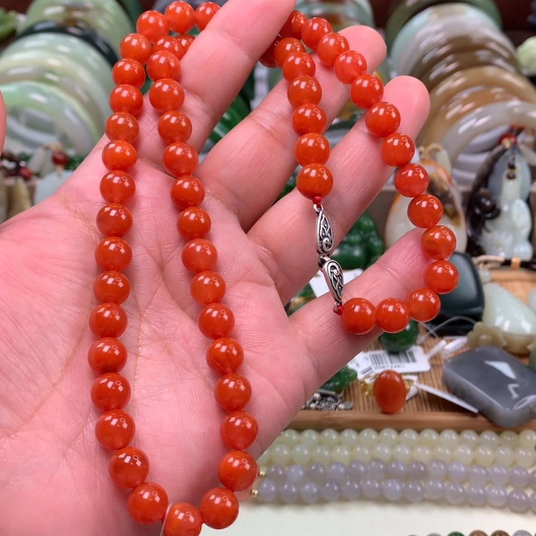 南红玛瑙未镶嵌项链卡8.8