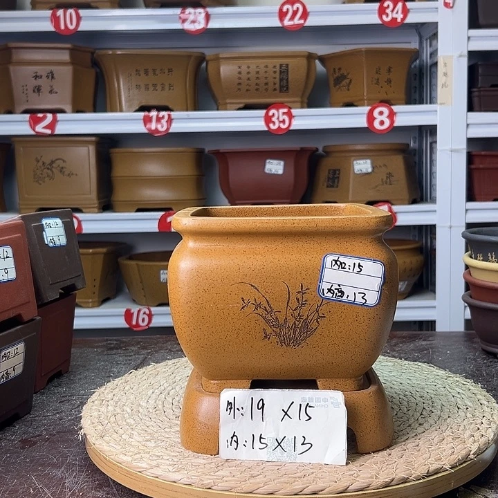 紫砂花盆蛇年大吉
