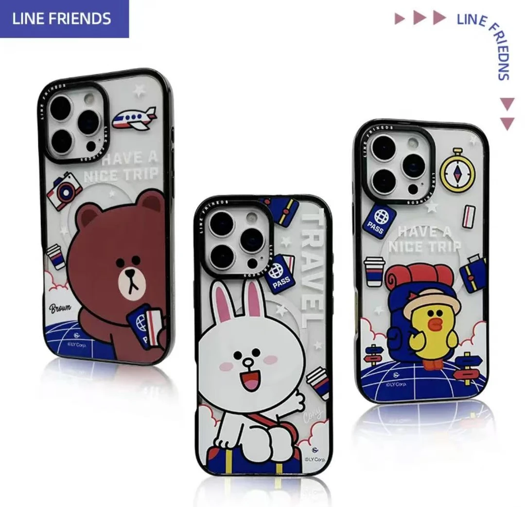 夏日の旅正版布朗熊手机壳适用于iPhone透明磁吸防摔