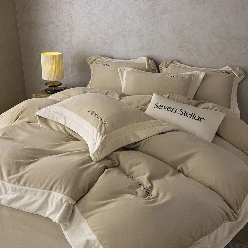 超细旦牛奶绒四件套秋冬季床单被套床品套件轻奢奶丝绒被罩双面绒