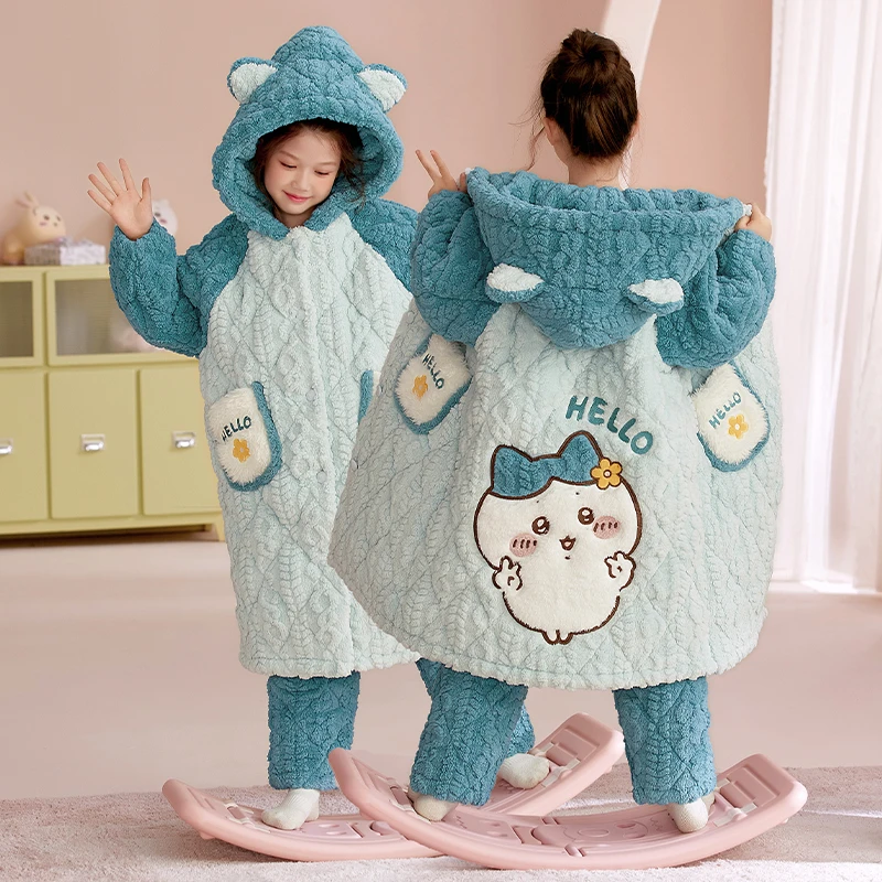 女童睡衣冬季加厚夹棉儿童睡衣女孩中大童2025小女孩家居服宝宝