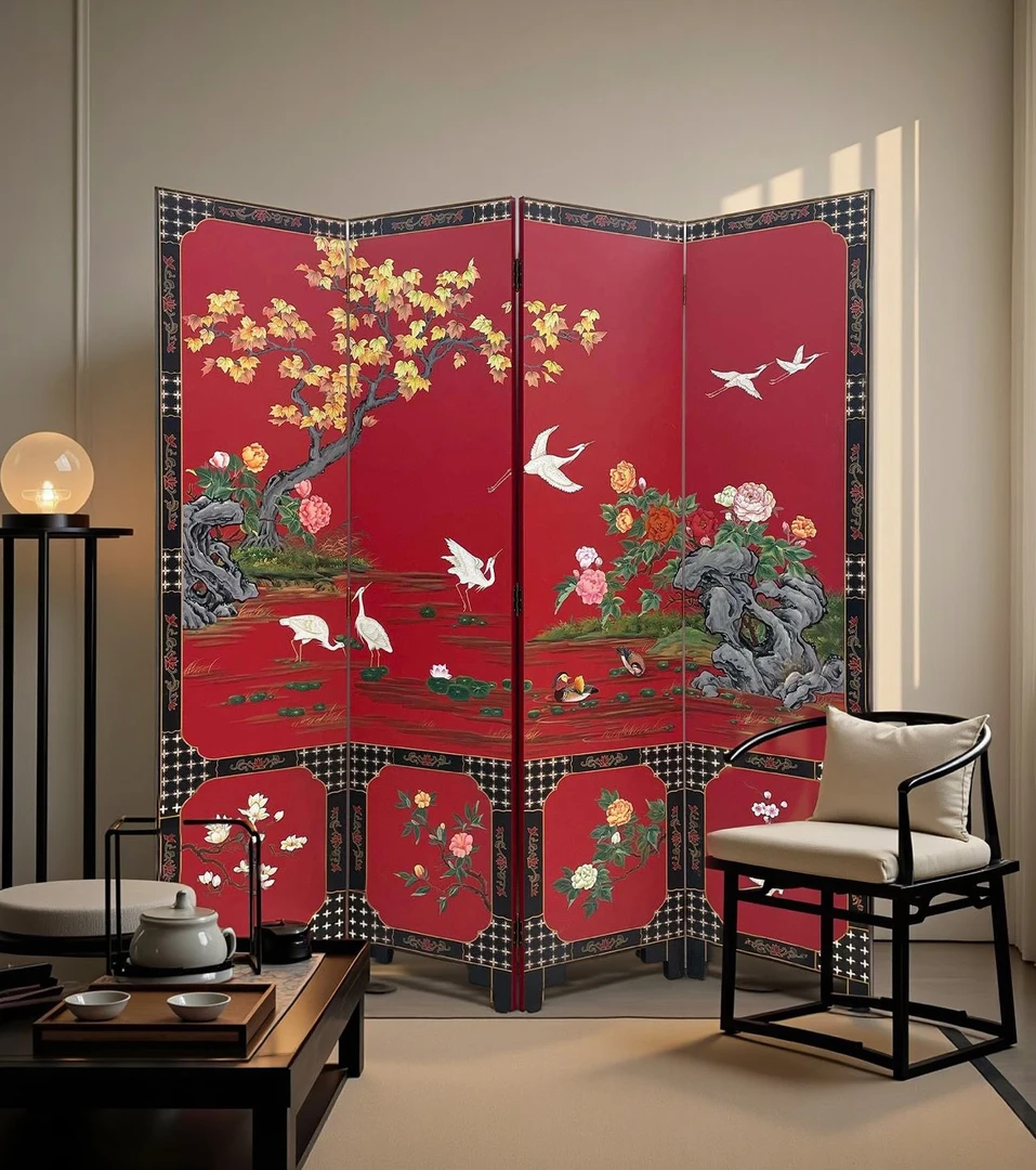 TS246花鸟图屏风高228*宽54.5cm*4片