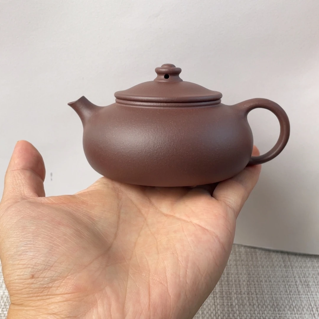 紫砂茶壶半手工老紫泥寒江壶170cc