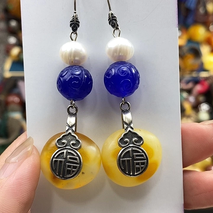 未镶嵌蜜蜡耳饰耳饰