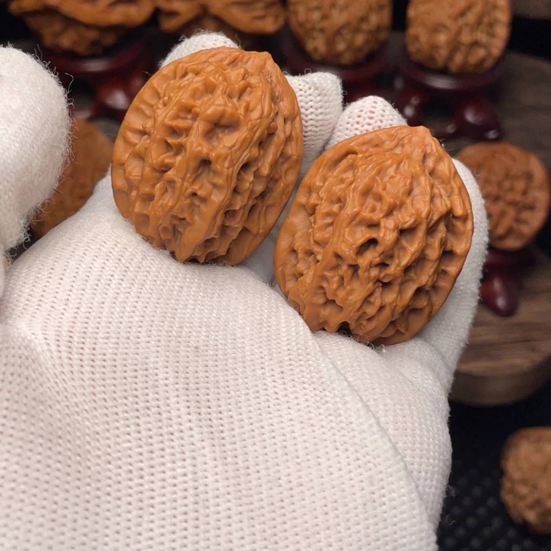 把件文玩核桃秦岭野生山魄系列龙夔30尖小修