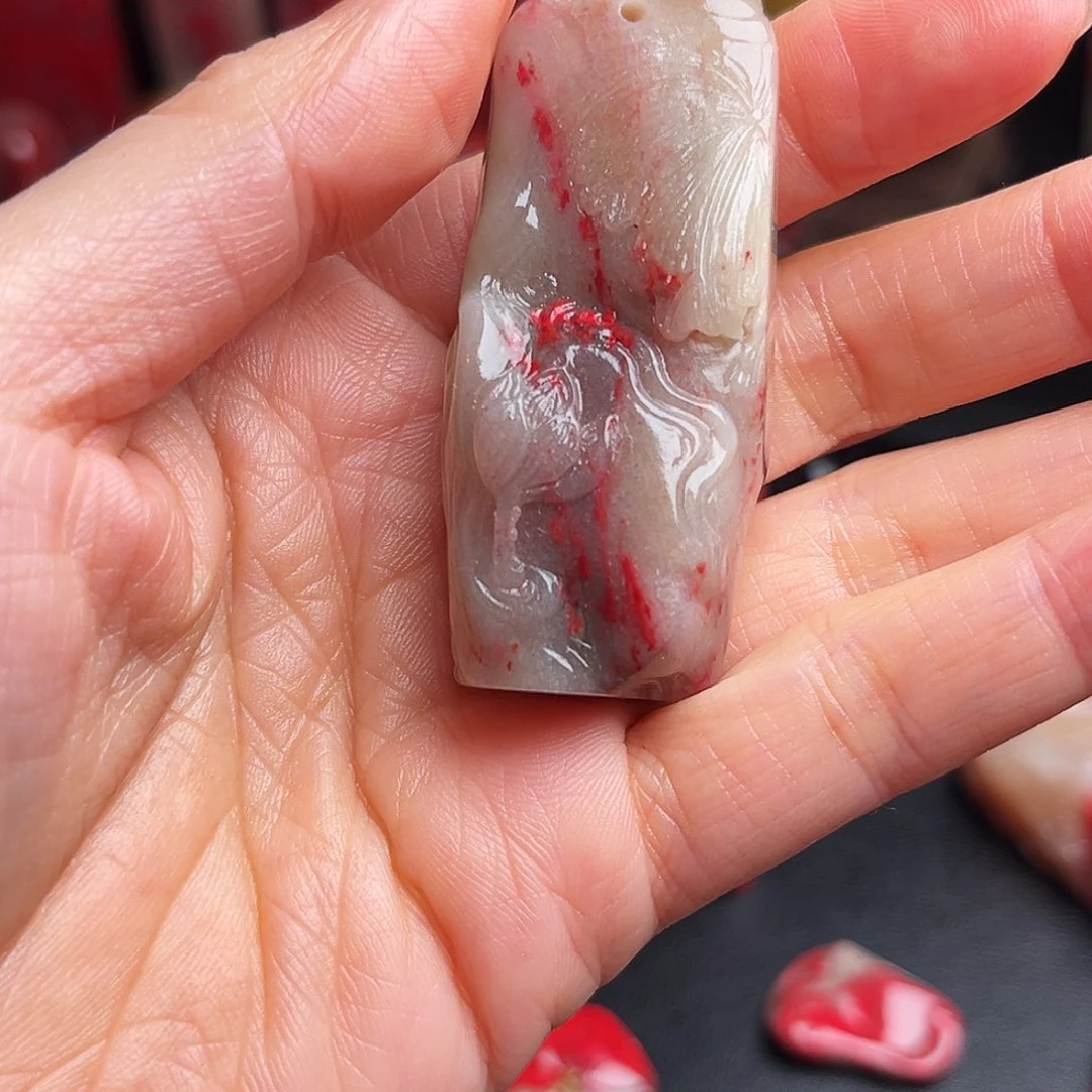 昌化石印石鸡血石随形章