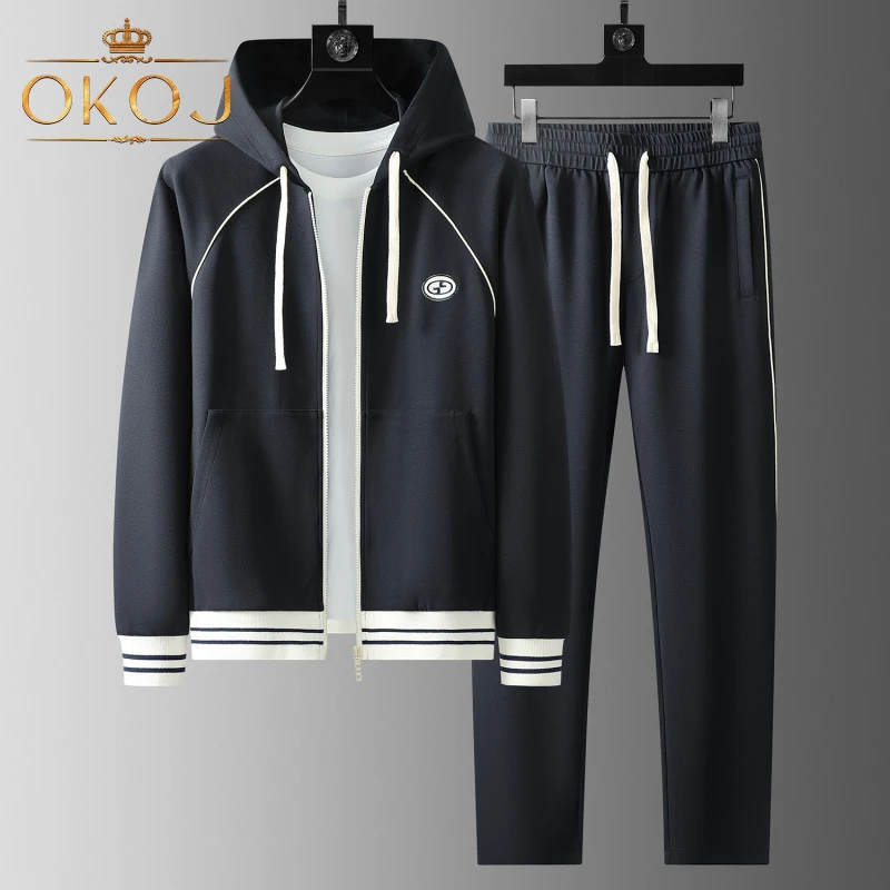 OKOJ运动套装男高端时尚连帽卫衣外套长裤秋季新款户外休闲两件套