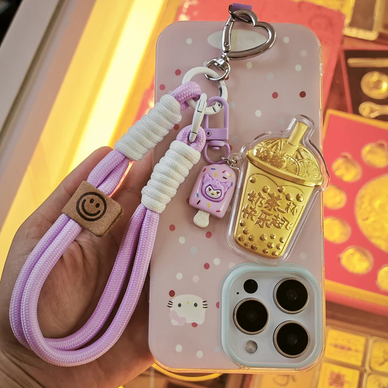 含金工艺品【中国金店】奶茶杯手机挂饰包包扣520送女友必备礼物