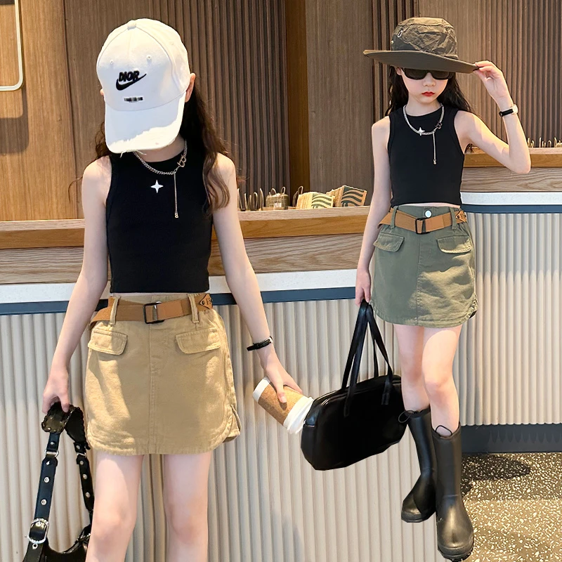 女童短裤套装夏季2025新款儿童潮酷穿搭夏装女孩大童工装裤裙童装
