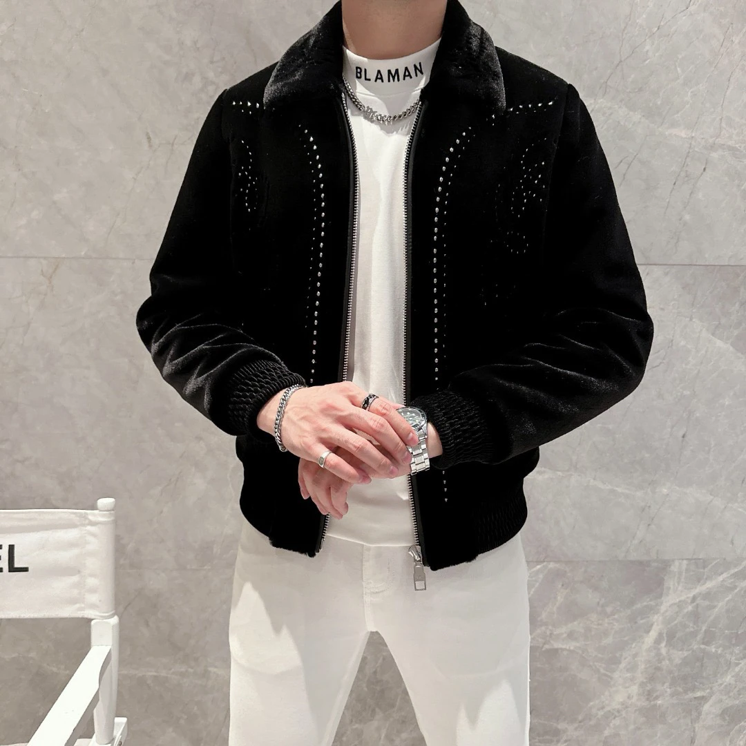 冬季男士加厚保暖时尚休闲翻领夹克外套