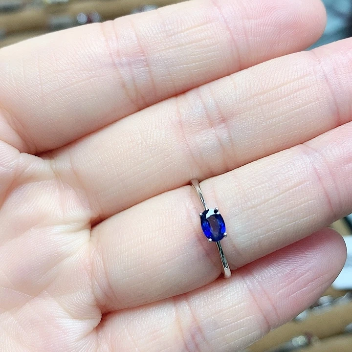 戒指蓝宝石银S925镶嵌