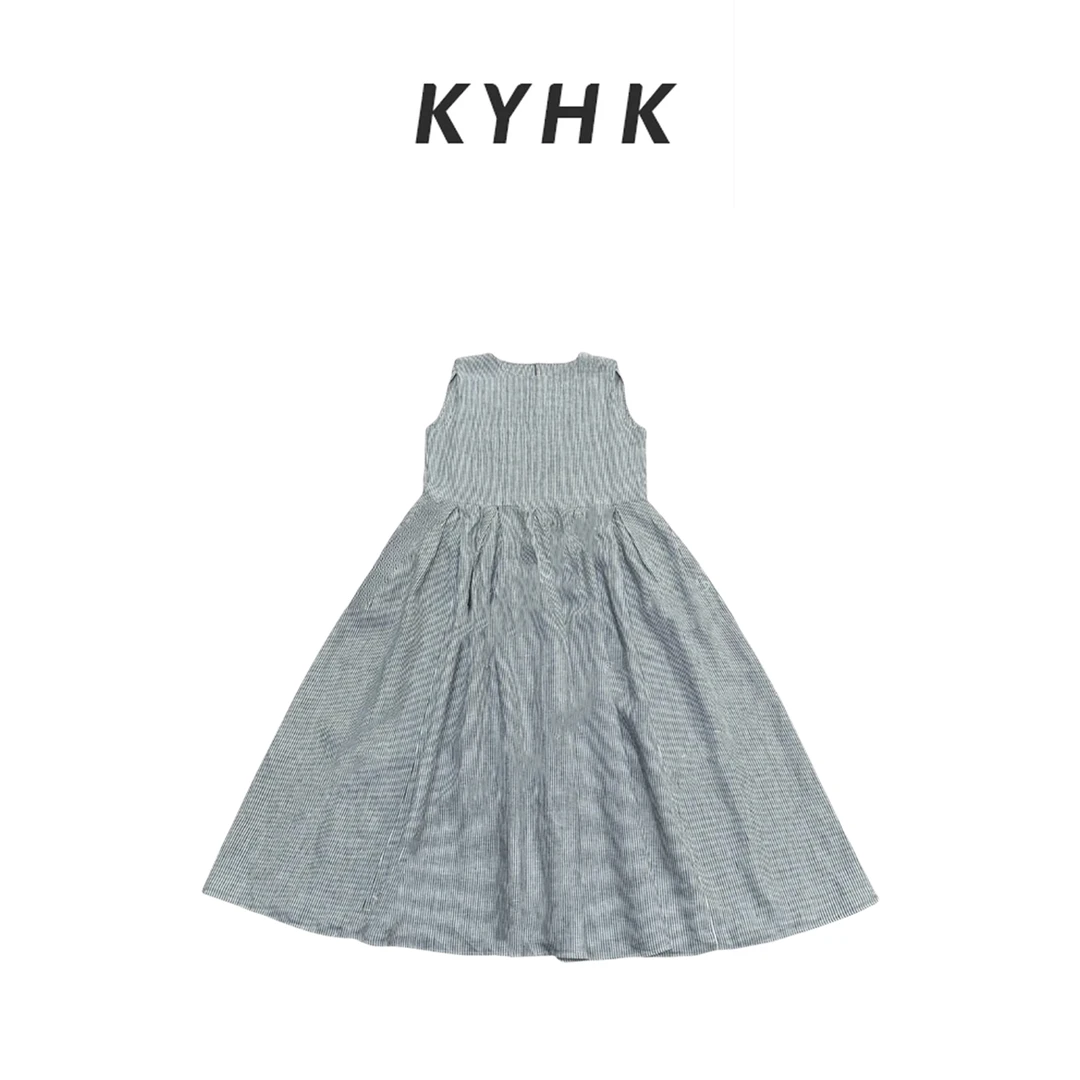 KYHK蓝白条纹圆领无袖连衣裙250642
