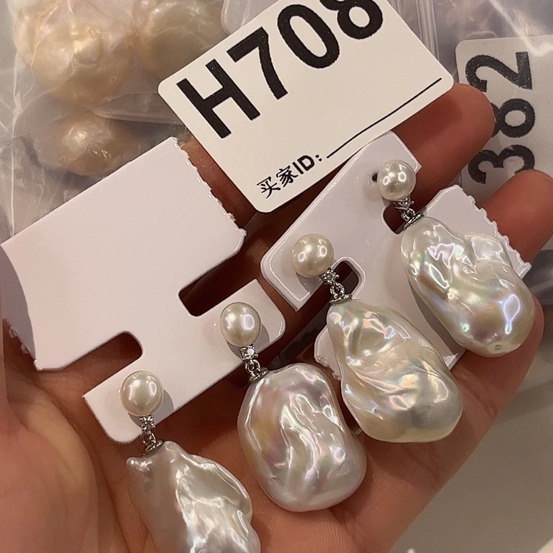 合金淡水珍珠耳饰