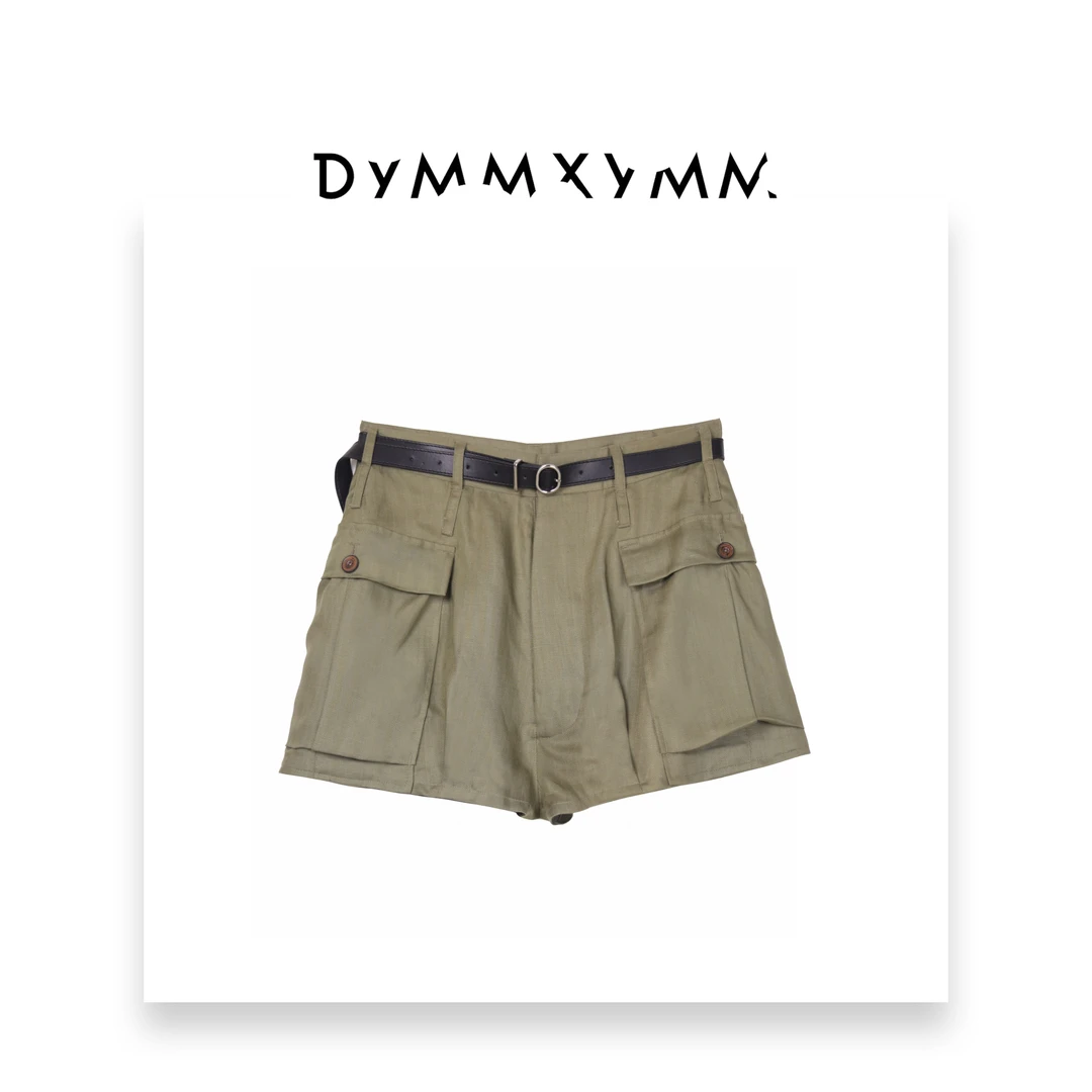 【DYMMXYMM】-军绿.腰带款短裤时尚设计师潮流夏季显瘦简约-F0111