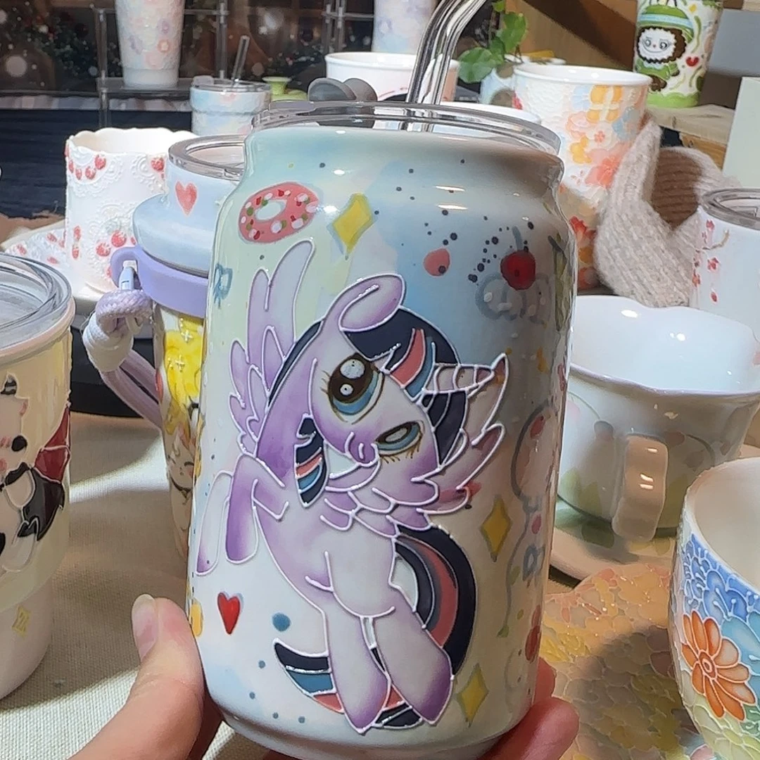 景德镇手工手绘吸管杯