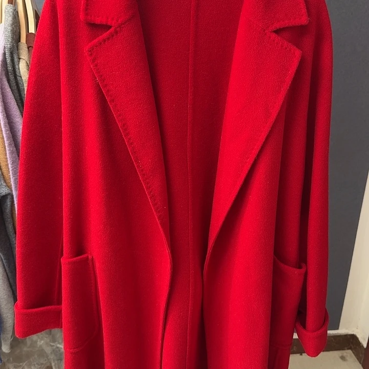 纯羊毛红色大浴袍XL