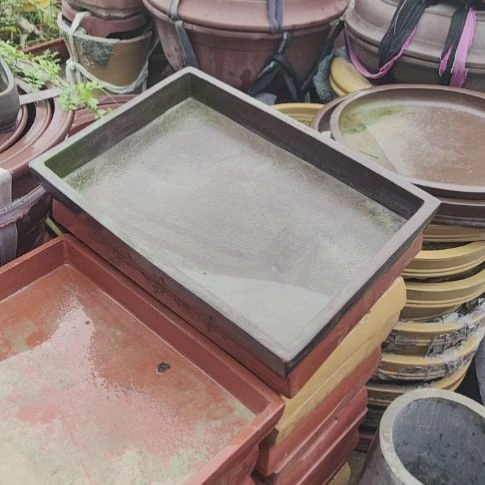 宜兴紫砂花盆长方形假山水底