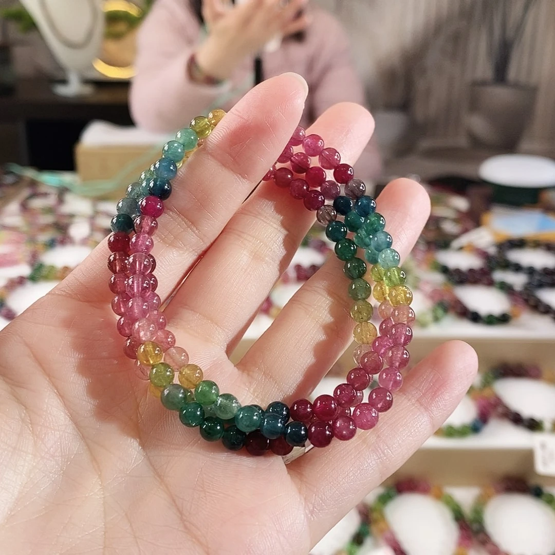 碧玺手串未镶嵌G2353三圈颜色微差