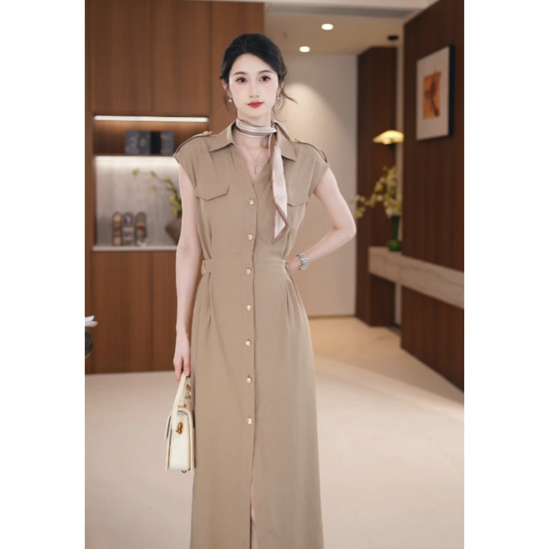 FELTICS&LIIXU夏季气质显瘦设计感时尚V领连衣裙FL52LQ636