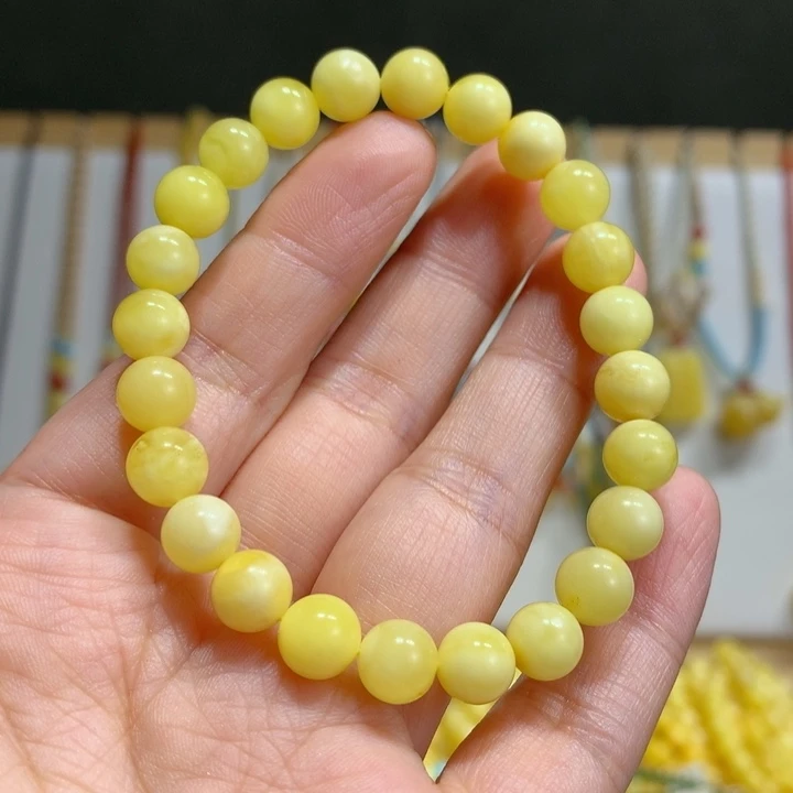 蜜蜡未镶嵌手链瑕疵7.8