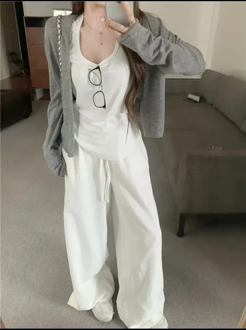 公主 夏季穿搭休闲套装长袖防晒开衫99683背心99682阔腿裤99681