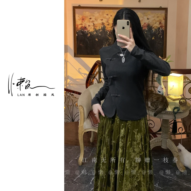 懒·無雙「上上签」重工刺绣～冬季双面德绒发热柔暖打底衣