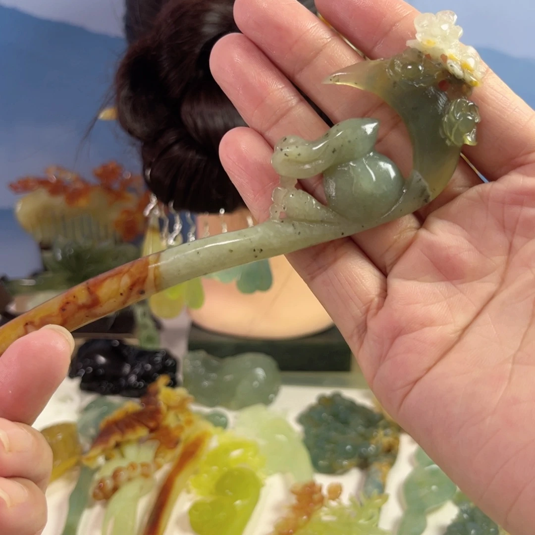 蛇纹石玉合金发饰