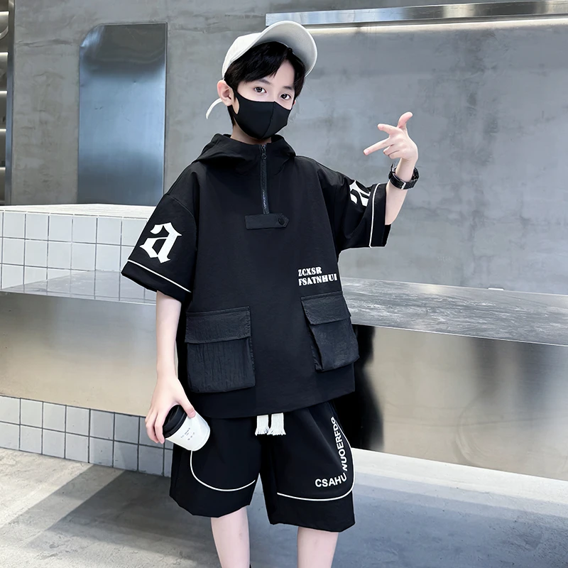 男童夏季套装2025新款大童男孩夏装短袖时髦帅气炸街青少年儿童潮