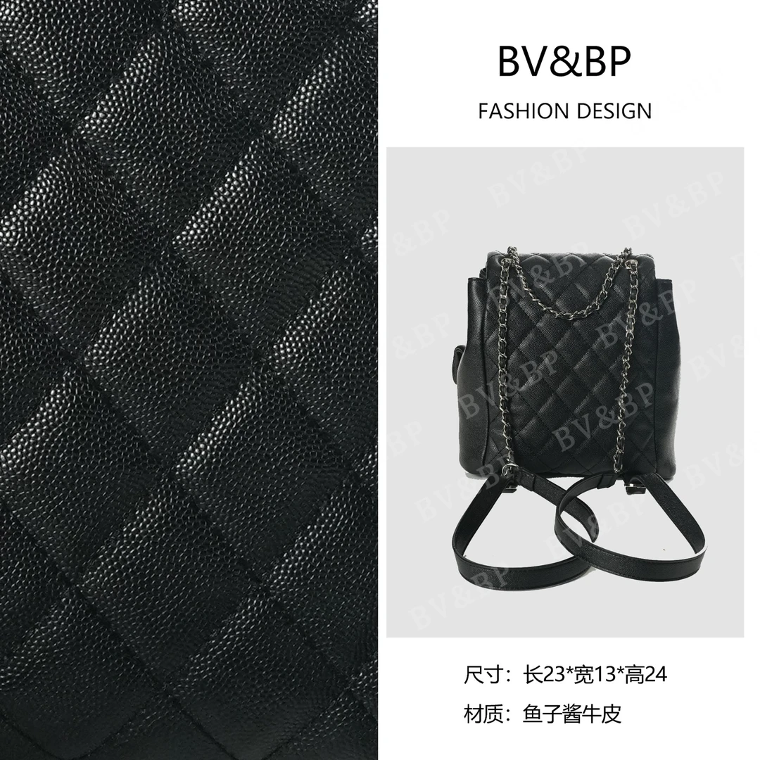 BV&BP· 原创设计时尚小香风菱格链条女士经典双肩包BNT-363黑色