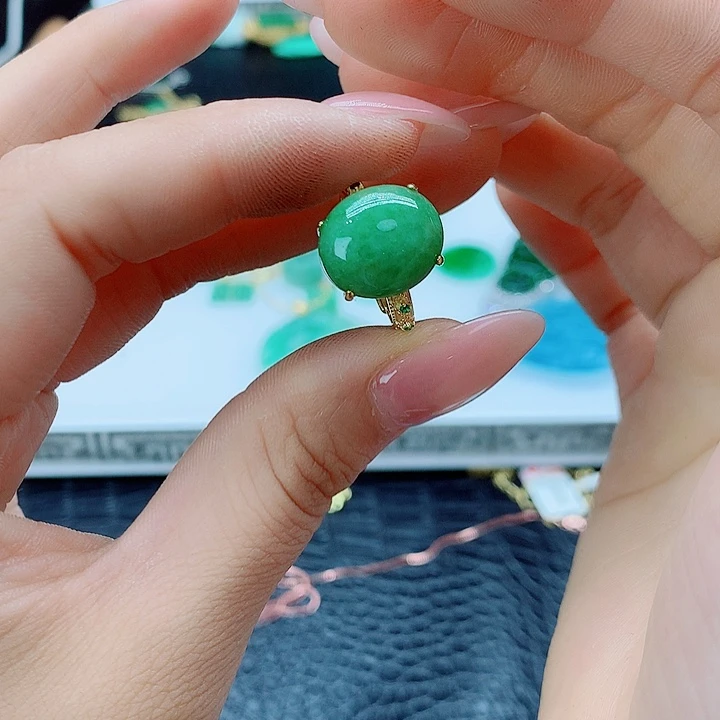 翡翠戒指银S925镶嵌，