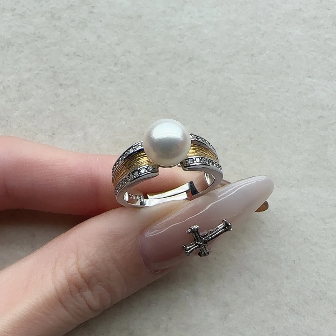 海水珍珠银S925镶嵌戒指45