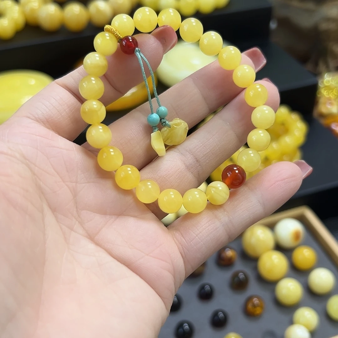 手链琥珀未镶嵌鸡油黄