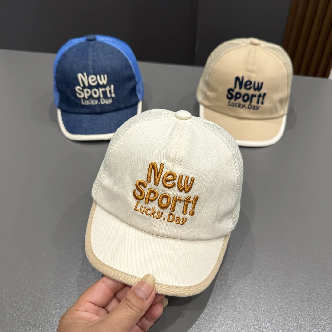 儿童帽子夏季透气网眼鸭舌帽短檐宝宝出游防晒帽男女童洋气棒球帽