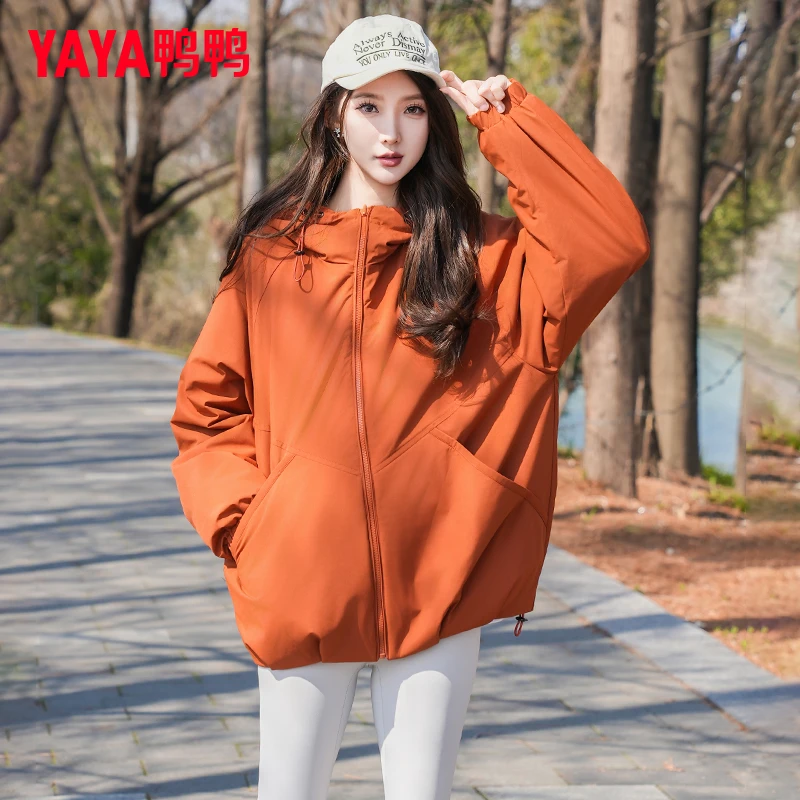 YAYA/鸭鸭短款纯色薄款2025年新款常规款秋冬季户外中长款外套潮