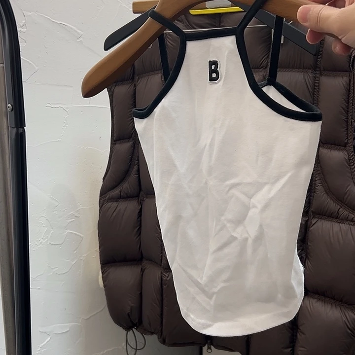 棉今天新款 白色吊带B字母