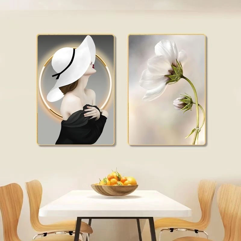 L001现代轻奢餐厅装饰画餐厅挂画北欧卧室客厅背景墙俩联壁画