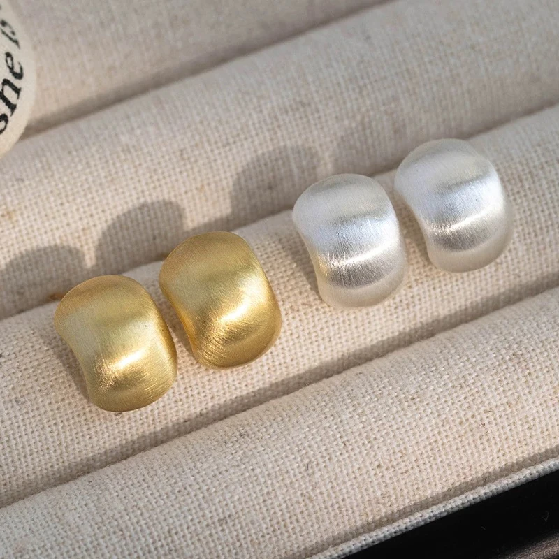 铜合金耳饰 金属拉丝耳钉女高级感精致气质耳环2025拉丝耳环