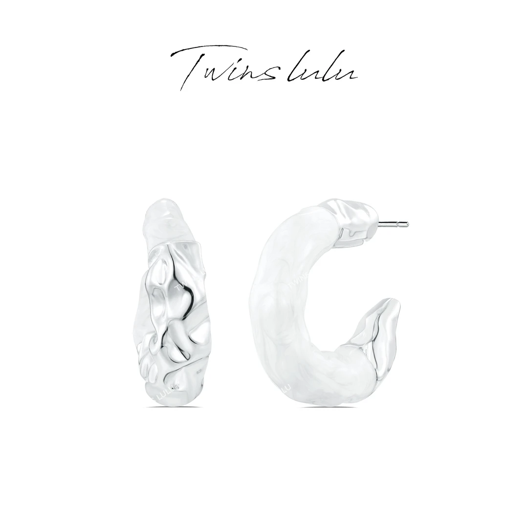 TWINS LULU 流光风 ins风银色小众气质个性轻奢耳环秋上新TSL1064