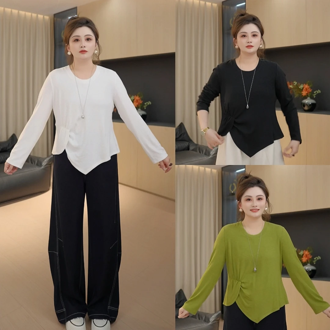 【胖佳佳】现货~解构上衣 秋季新款显瘦设计感长袖T恤H625S12328