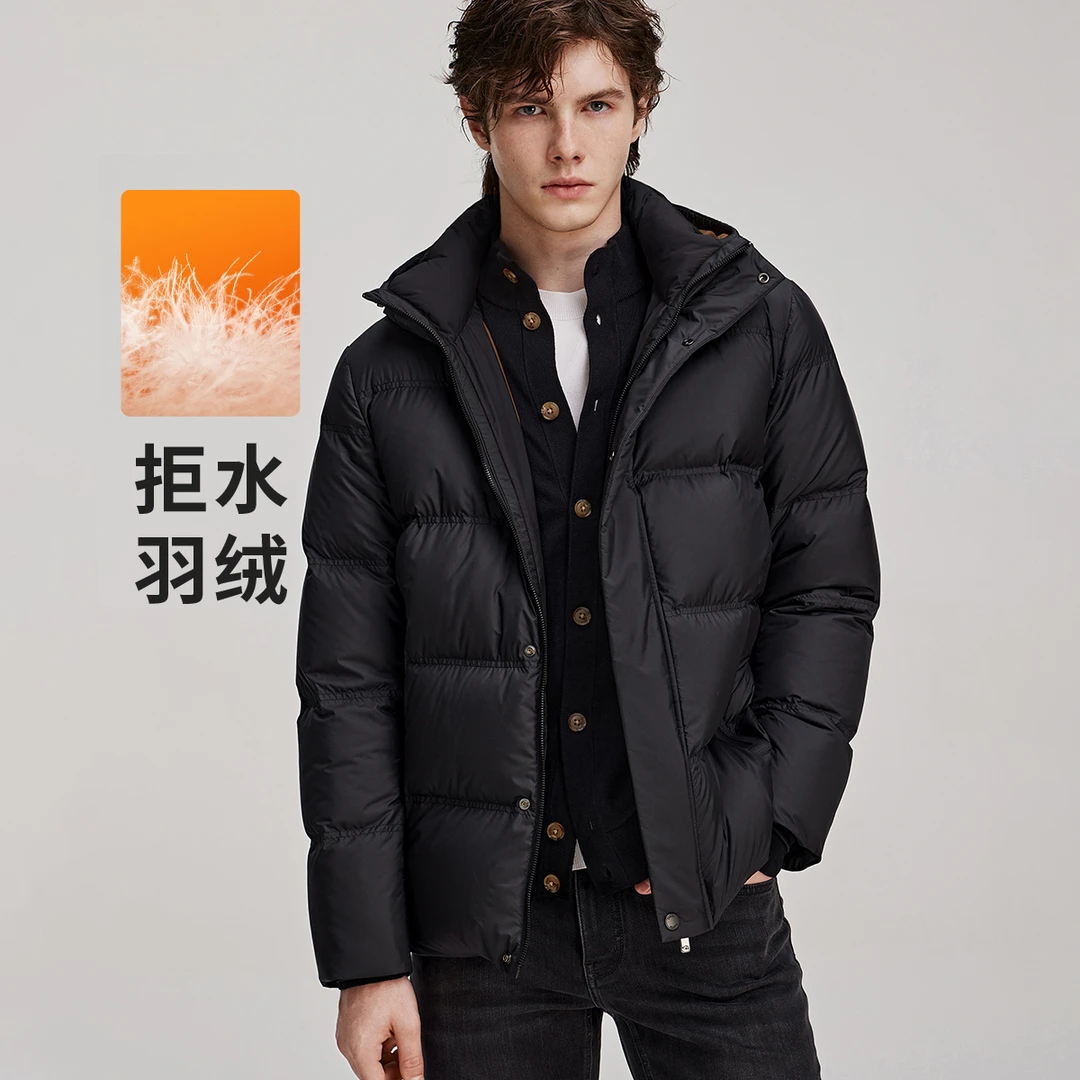 卓凡尼·华伦天奴  休闲冬季简约外穿男士立领短款加厚保暖长款