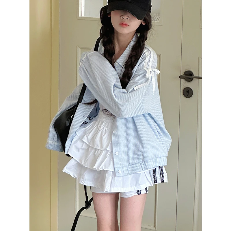 K28512田园风女童衬衫外套薄款2025春装新款儿童长袖女大童上衣潮